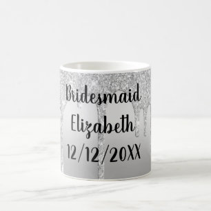 Caneca De Café Personalize as Drives de Glitter de Prata, present