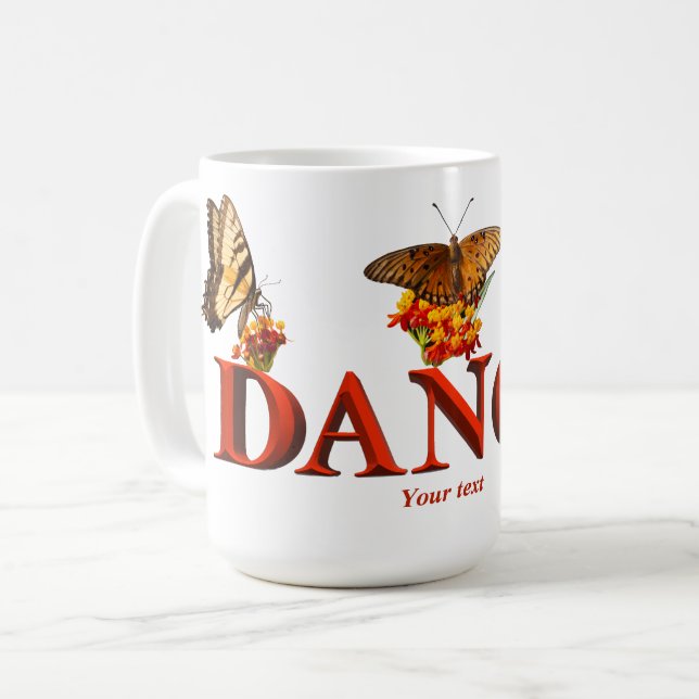Caneca De Café Personalize Dance sign with butterflies  (Frente Esquerda)