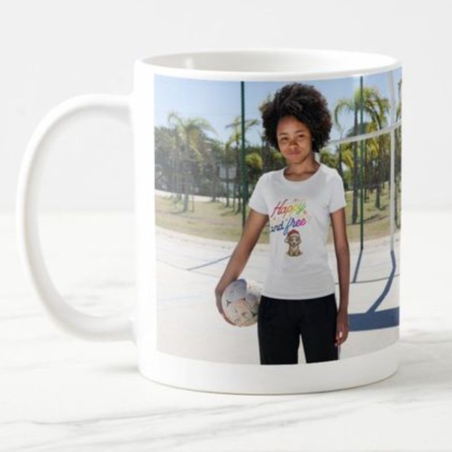 Caneca De Café personalize feliz natal Cachorro Feliz e Livre (Criador carregado)