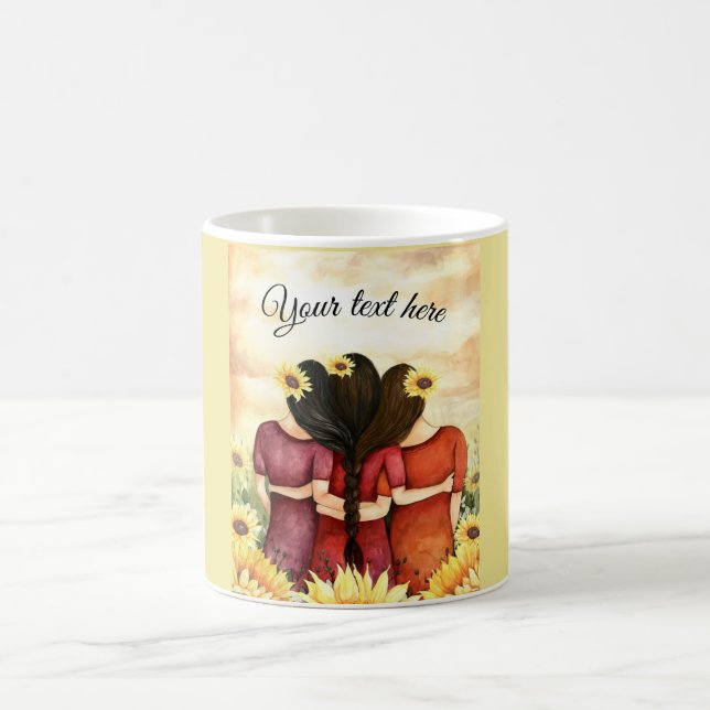 Caneca De Café Personalize irmãs dos melhores amigos do girassol (Centro)