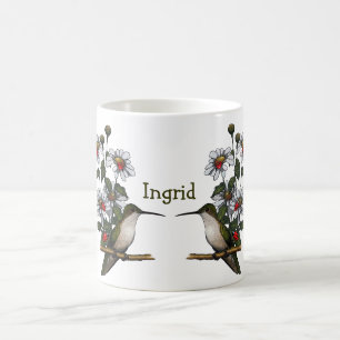 Caneca De Café Personalize: Margaridas, colibri, joaninhas: Arte