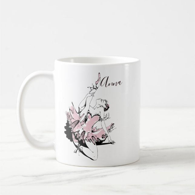 Caneca De Café Personalize o estresse da Ballerina a rosa (Esquerda)