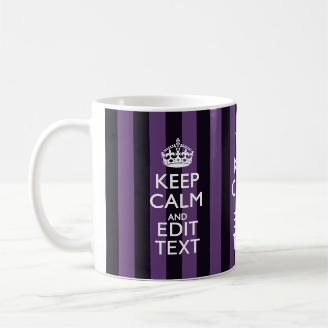 Caneca De Café Personalize-o Mantenha Calmo O Texto Roxo (Esquerda)