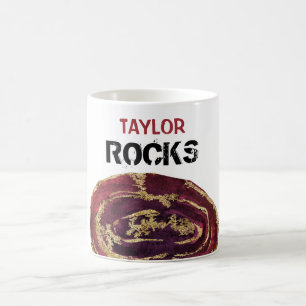 Caneca De Café *~* Personalize o NOME de Glitter Dourado Agate Ro