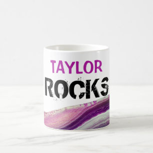 Caneca De Café *~* Personalize o nome - Rocks Lapidary Agate Ston