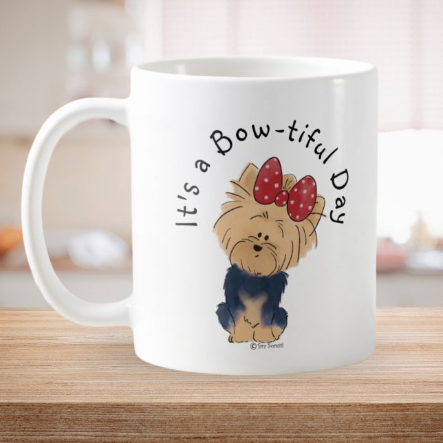 Caneca De Café Personalize o Sweet Yorkie com Arco branco simples (Criador carregado)