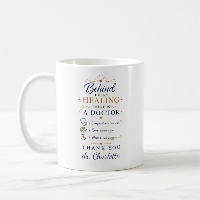 Caneca De Café Personalize Obrigado Médico (Esquerda)