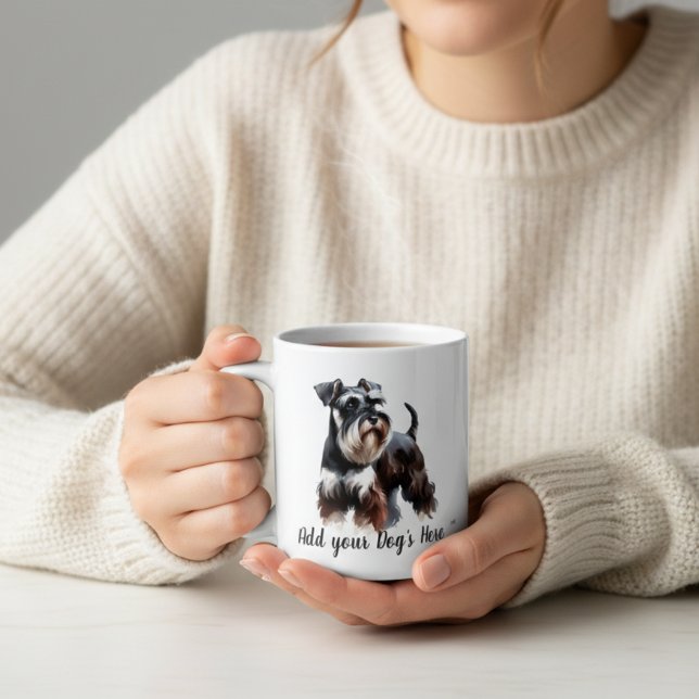 Caneca De Café Personalize Preto e Marrom Schnauzer Lembrança (Criador carregado)
