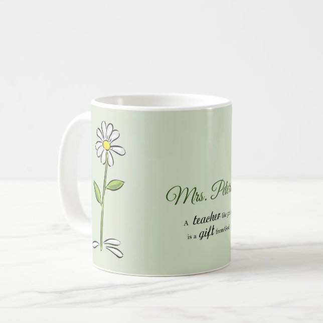 Caneca De Café Personalize, Professor Agradecimento, Flor Religio (Frente Esquerda)