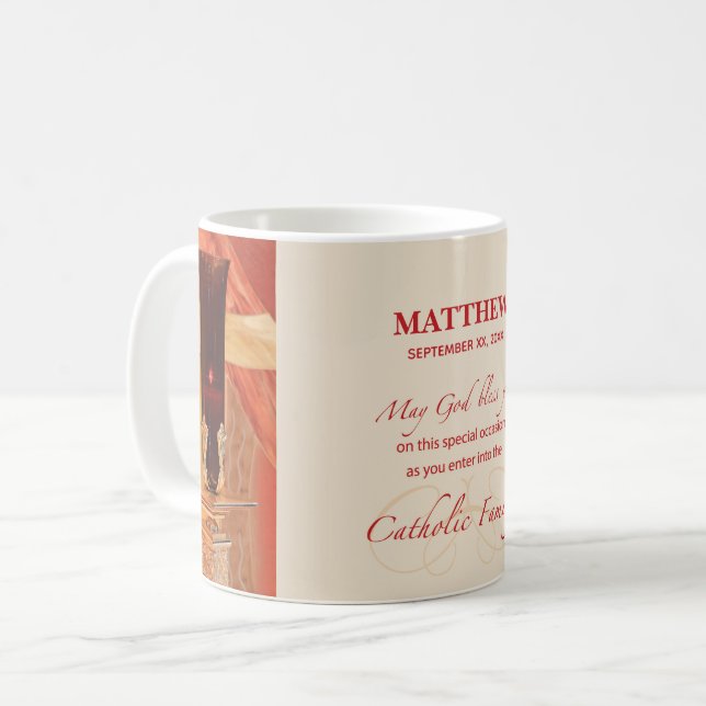 Caneca De Café Personalize, RCIA Parabéns, Católico, Vermelho (Frente Esquerda)