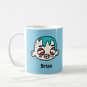 Caneca De Café Personalize seu nome com uma cara de desenho anima