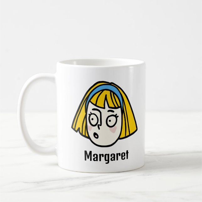 Caneca De Café Personalize seu nome com uma cara de desenho anima (Esquerda)