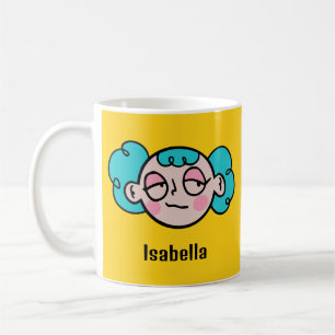 Caneca De Café Personalize seu nome com uma cara de desenho anima