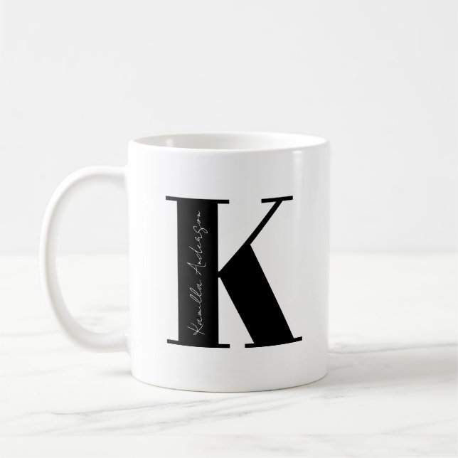 Caneca De Café Personalize seu nome Comece com a letra K (Esquerda)