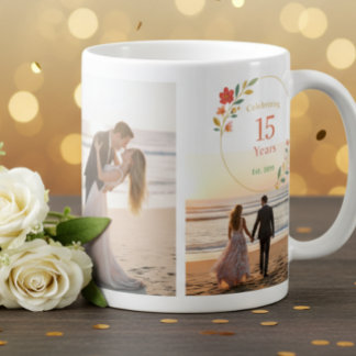 Caneca De Café Personalized 15th Wedding Anniversary Photo Mug