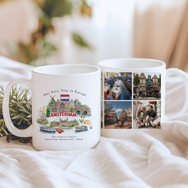 Caneca De Café Personalized Amsterdam Travel Photo Mug (Criador carregado)
