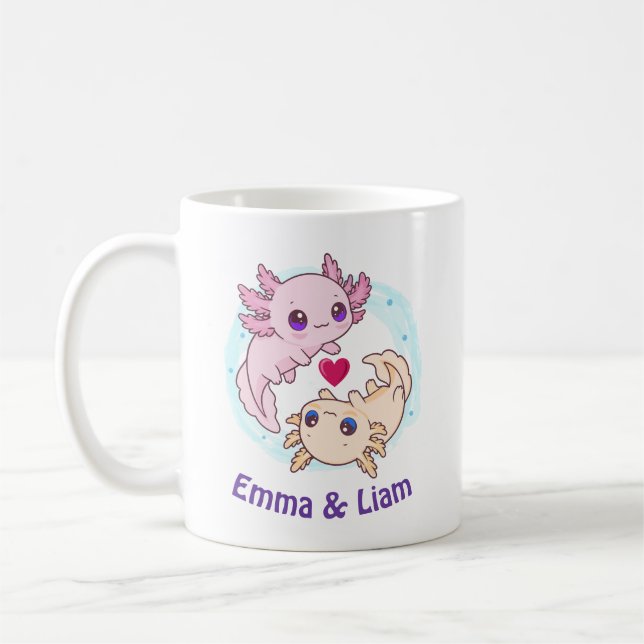 Caneca De Café Personalized Axolotl Couple Valentine Mug (Esquerda)