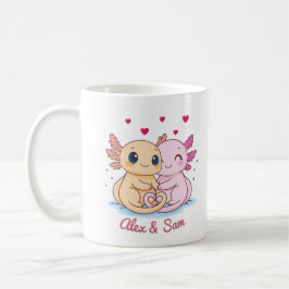 Caneca De Café Personalized Axolotl Valentine Mug with Names
