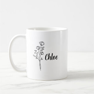 Caneca De Café Personalized Birth Flower Ceramic Mug, Custom name