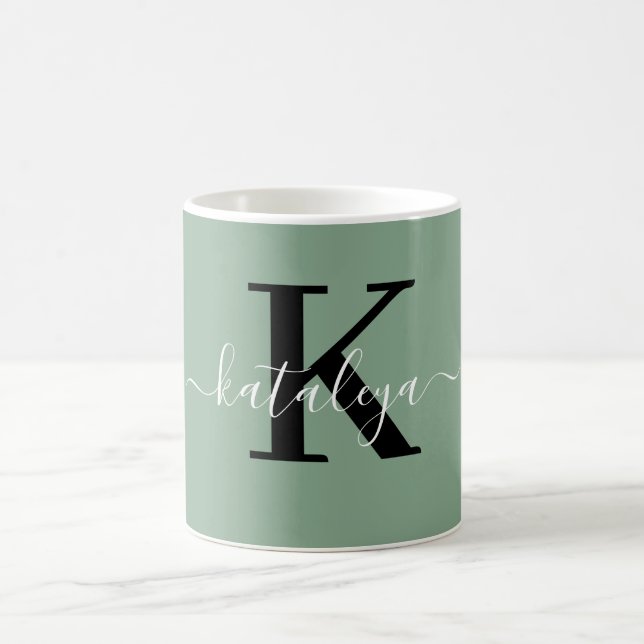 Caneca De Café Personalized Black Monogram Coffee Mug with Name (Centro)