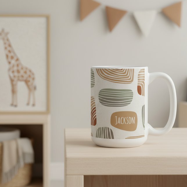 Caneca De Café Personalized Boho Earth Tones Abstract ID1273 (Criador carregado)