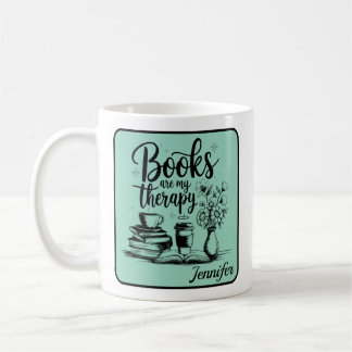 Caneca De Café Personalized Books Are My Therapy Bookworms Mint