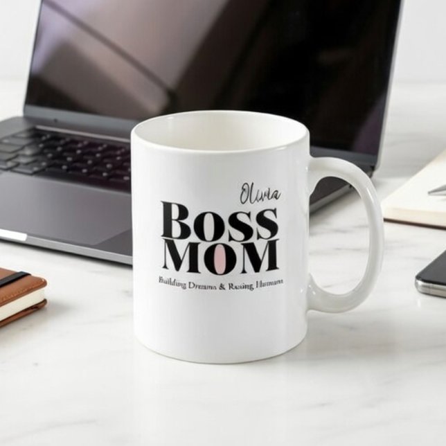 Caneca De Café Personalized Boss Mom Mug – Custom Strong Mom Gift (Criador carregado)