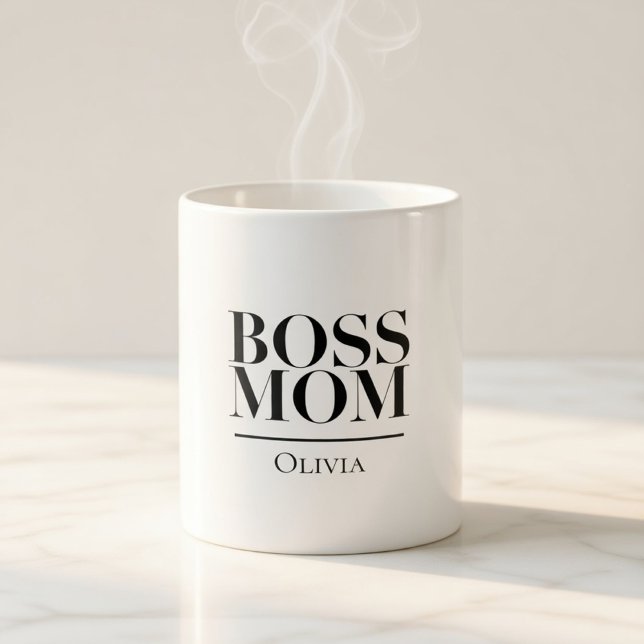 Caneca De Café Personalized Boss Mom Mug – Custom Strong Mom Gift (Criador carregado)