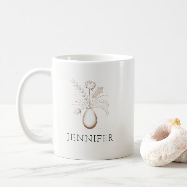 Caneca De Café Personalized Botanical Easter Mug Elegant Gift (Com Donut)
