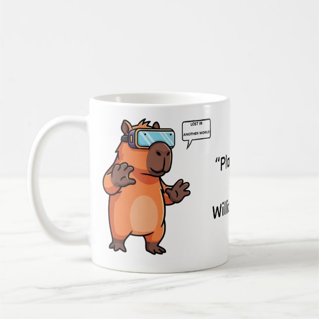Caneca De Café  Personalized Capybara Gamer Coffee Cup (Esquerda)