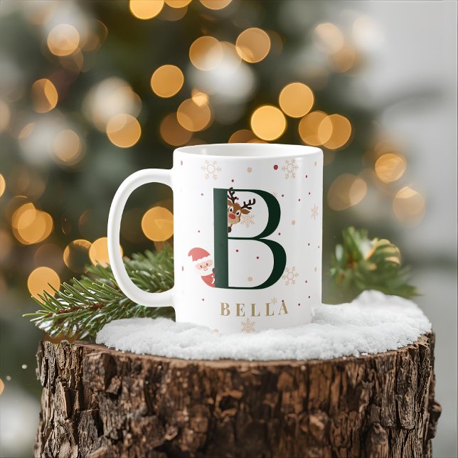 Caneca De Café Personalized Christmas Monogram B Mug (Criador carregado)