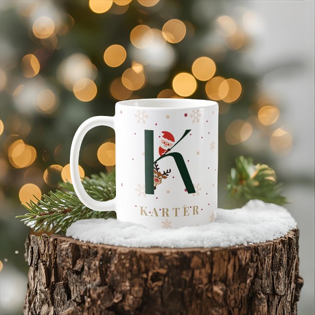 Caneca De Café Personalized Christmas Monogram K Mug (Criador carregado)