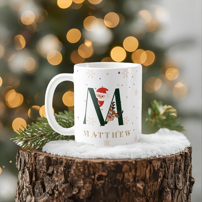 Caneca De Café Personalized Christmas Monogram M Mug (Criador carregado)