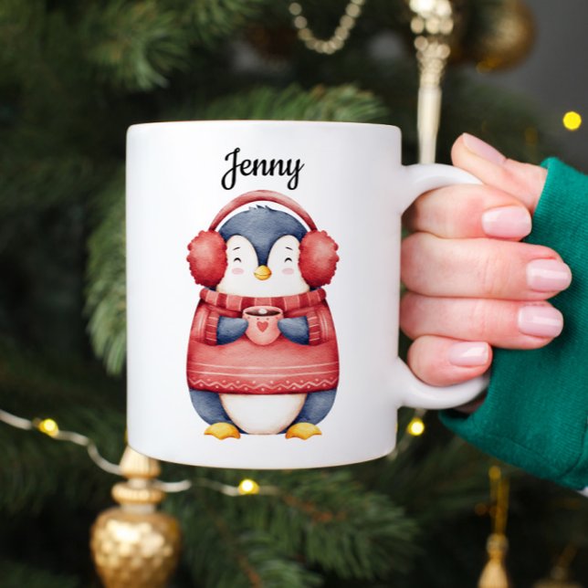Caneca De Café Personalized Christmas Penguin Mug (Criador carregado)