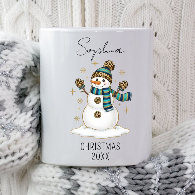 Caneca De Café Personalized Christmas Snowman Christmas Winter (Criador carregado)