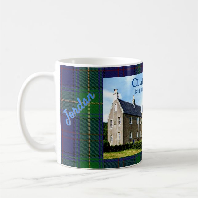 Caneca De Café Personalized Clan Boyle's Kelburn Castle & Tartan (Esquerda)
