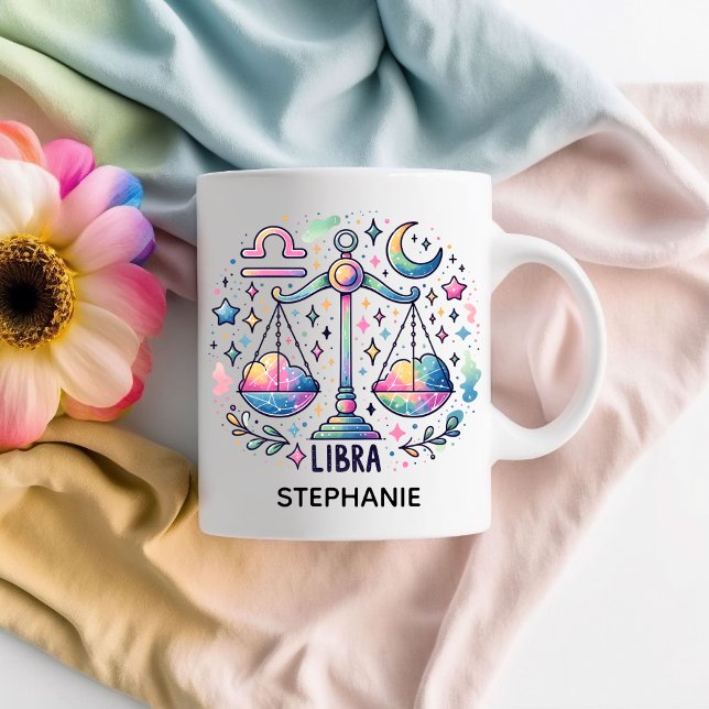 Caneca De Café Personalized Colorful Libra Zodiac Astrology (Personalized Colorful Libra Zodiac Astrology Coffee Mug)