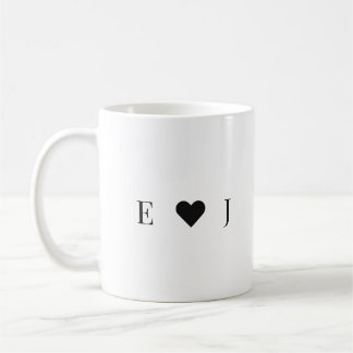 Caneca De Café Personalized Couple Initial Mug | Heart Initial