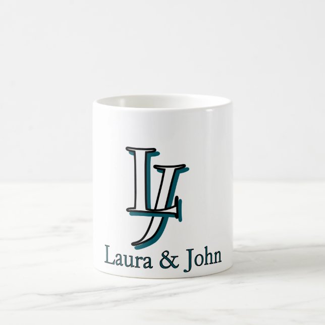 Caneca De Café Personalized Couple Initials Mug Valentine Gift (Centro)