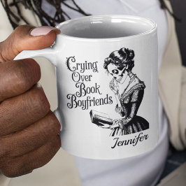 Caneca De Café Personalized Crying Over Book Boyfriends Bookworms