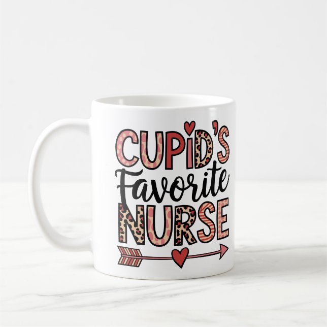 Caneca De Café Personalized Cupid's Favorite Nurse Mug (Esquerda)