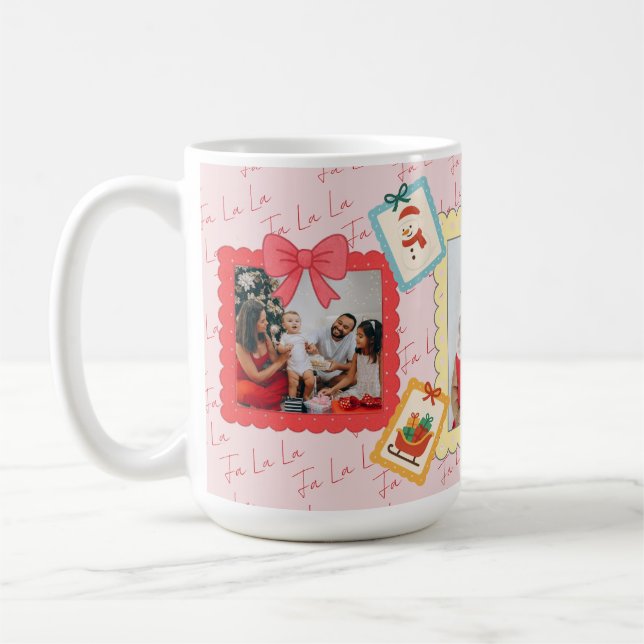 Caneca De Café Personalized Cute Christmas Photo Collage  (Esquerda)