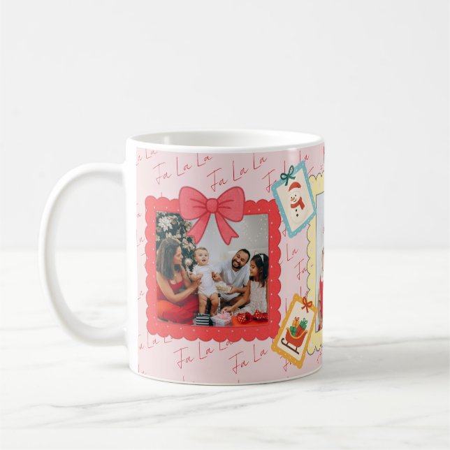 Caneca De Café Personalized Cute Christmas Photo Collage  (Esquerda)