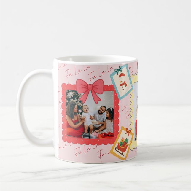 Caneca De Café Personalized Cute Christmas Photo Collage  (Esquerda)
