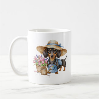 Caneca De Café Personalized Dachshund Garden Mug | Cute Dog Garde