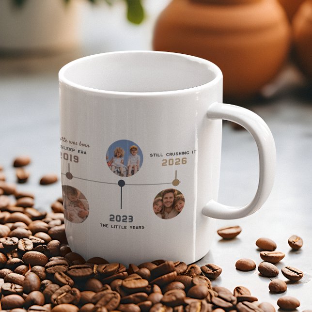 Caneca De Café Personalized Dad Timeline Photo Story (Criador carregado)