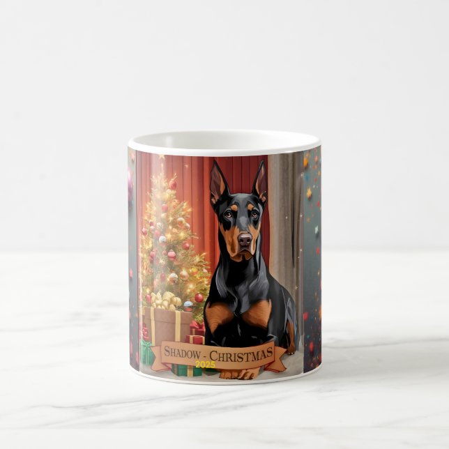 Caneca De Café Personalized Doberman Pinscher Christmas Mug – Cus (Centro)