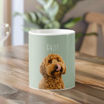Caneca De Café Personalized Dog Photo | Custom Pet Name<br><div class="desc">Start every morning with your favorite furry face 🐶 This personalized dog photo mug features your pet’s photo paired with a soft sage green background and a clean, modern name design for a timeless, cozy look. Perfect for coffee, tea, or hot chocolate, this custom mug makes a thoughtful gift for...</div>