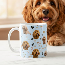 Caneca De Café Personalized Dog Photo Light Blue Custom Pet