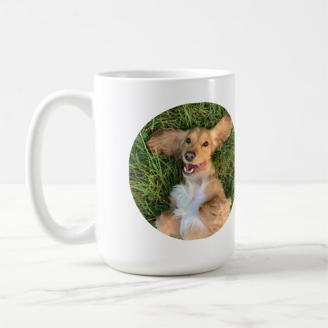 Caneca De Café Personalized Dog Photo with Text | Custom Gift (Esquerda)